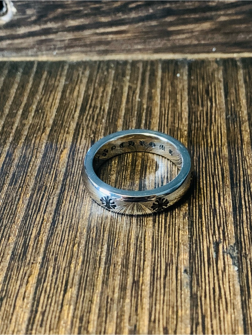 Chrome Hearts Silver Engraved Ring Size 9-10